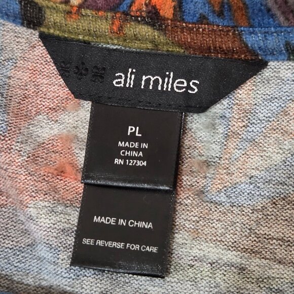 Ali Miles Cowl Neck Tunic Top Size PL 3/4 Sleeve Colorful Maximalism Artsy Swirl - Picture 5 of 9